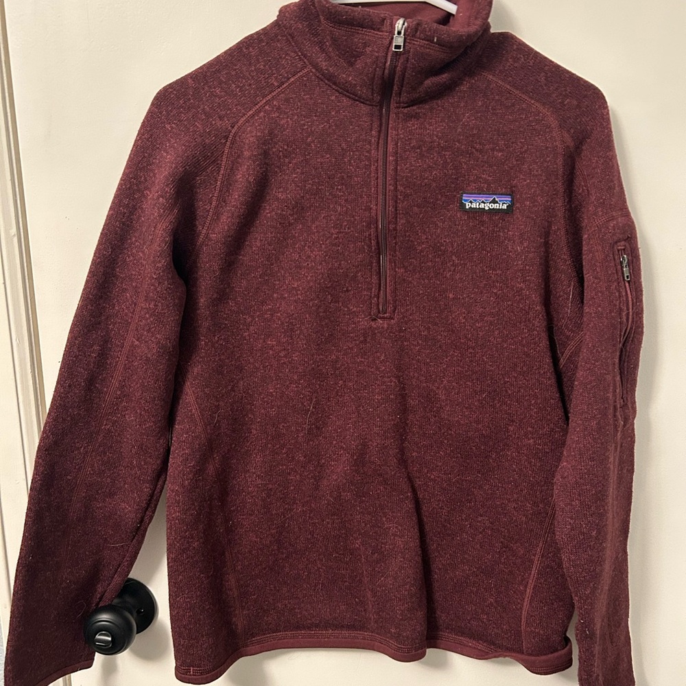 Patagonia Women’s Zip-Up Sweater in Deep Burgundy